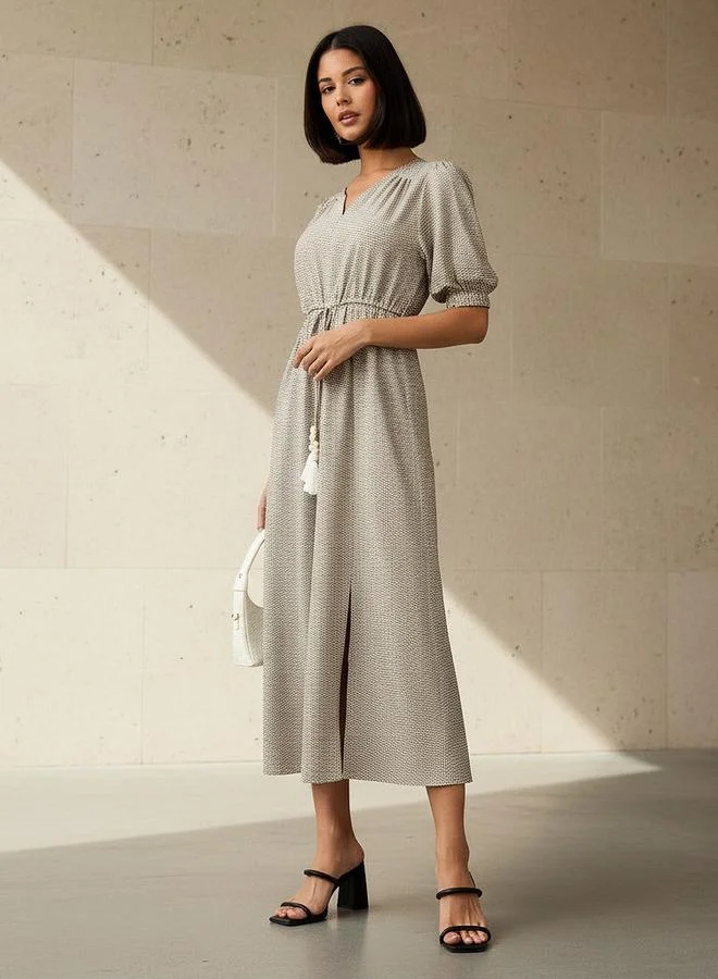 Splash FAV Geometric Print Women Dress with Belt